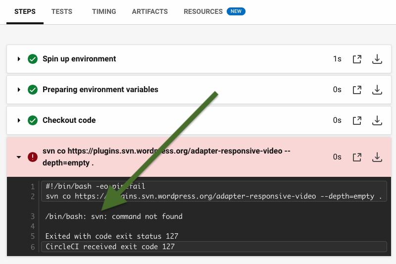 CircleCI CLI svn command not found